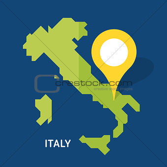 Italy map on blue background