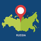 Russian map on blue background