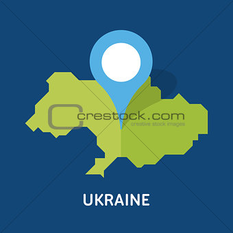map of Ukraine country on blue background