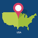 Modern Map - USA on blue background