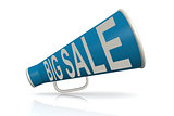 Blue megaphone with big sale word