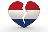 Broken white heart shape with Netherlands flag