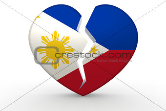 Broken white heart shape with Philippines flag