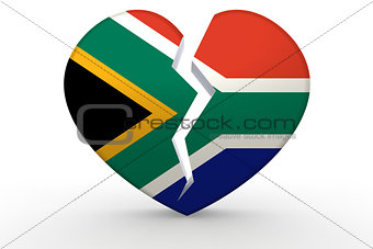 Broken white heart shape with South Africa flag