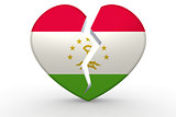 Broken white heart shape with Tajikistan flag