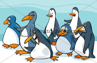 penguins group cartoon
