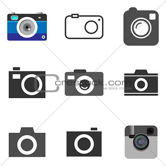 Photo camera icons set in vector