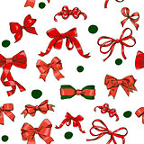 Seamless texture with Chrestmas red bows