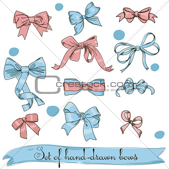 set of vintage pink and blue bows