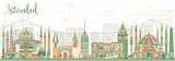 Abstract Istanbul Skyline with Color Landmarks. 