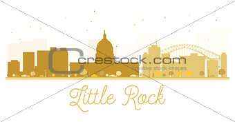 Little Rock City skyline golden silhouette.