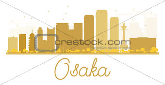 Osaka City skyline golden silhouette.