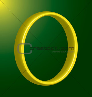polished gold ring on green background vertical