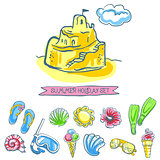 Set of sketch summer icons