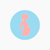 Pregnant woman flat silhouette icon