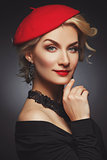 Beautiful lady in red beret