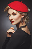 Beautiful lady in red beret
