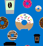 Doughnut and coffee seamless pattern