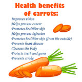 cartoon carrots heals benefits infographics with text