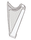 Gothic lever celtic harp isolated on white background