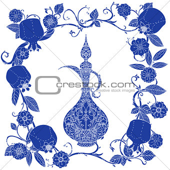 Oriental patterned jugs blue