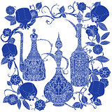 Oriental patterned jugs blue
