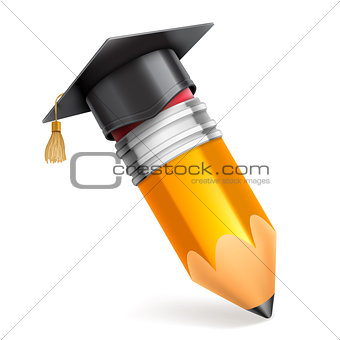 Pencil and Graduation Cap Icon