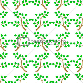 Green Cartoon Tree Leaves Seamless Background