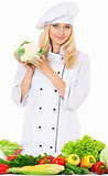 Woman cook with fresh vegetables