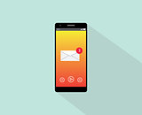 email notification on smartphone single isolated with flat long shadow and envelope vector graphic