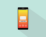 subscribe newsletter or application on the smartphone with envelope and phone device vector graphic