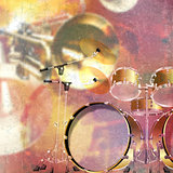 abstract grunge background with drum kit