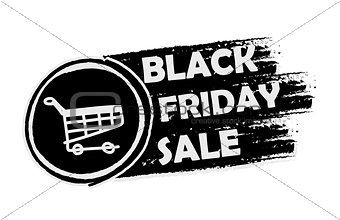 black friday with shopping cart, drawn banner