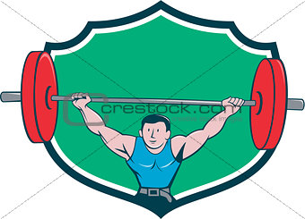 Weightlifter Deadlift Lifting Weights Shield Cartoon