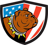 Bulldog Head USA Flag Crest Cartoon