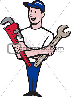 Handyman Spanner Monkey Wrench Cartoon