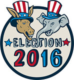US Election 2016 Mascot Donkey Elephant Circle Cartoon