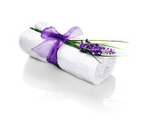 Spa towel with flower and ribbon