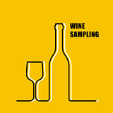 Wine bottle and wineglass contour - wine sampling 