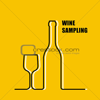 Wine bottle and wineglass contour - wine sampling 