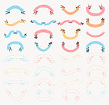 Vector Black Colorful Hand Drawn Ribbons, Banners Set