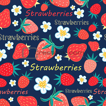 Seamless pattern with a strawberry 