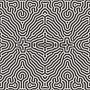 Vector Seamless Organic Rounded Jumble Lines Ethnic Pattern