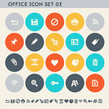 Office 2 icon set. Multicolored flat buttons