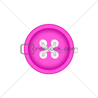 Sewing button in pink design with sewing thread