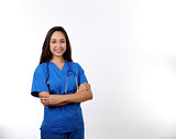 Friendly Nurse in Blue Scrubs