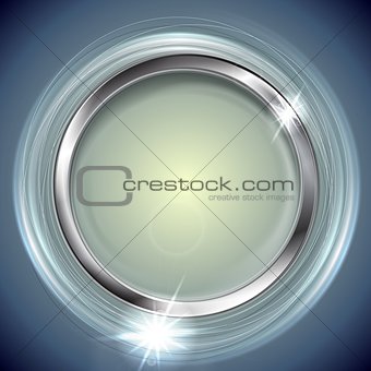 Bright shiny background with metal circle frame