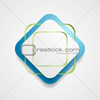 Abstract blue green square shape vector sticker