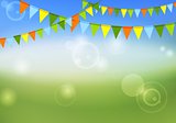 Party flags celebrate abstract background and summer colors