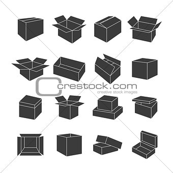 Set of icons of boxes, vector illustration.